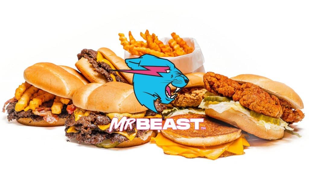 Mr Beast Logo over Fast Food Image