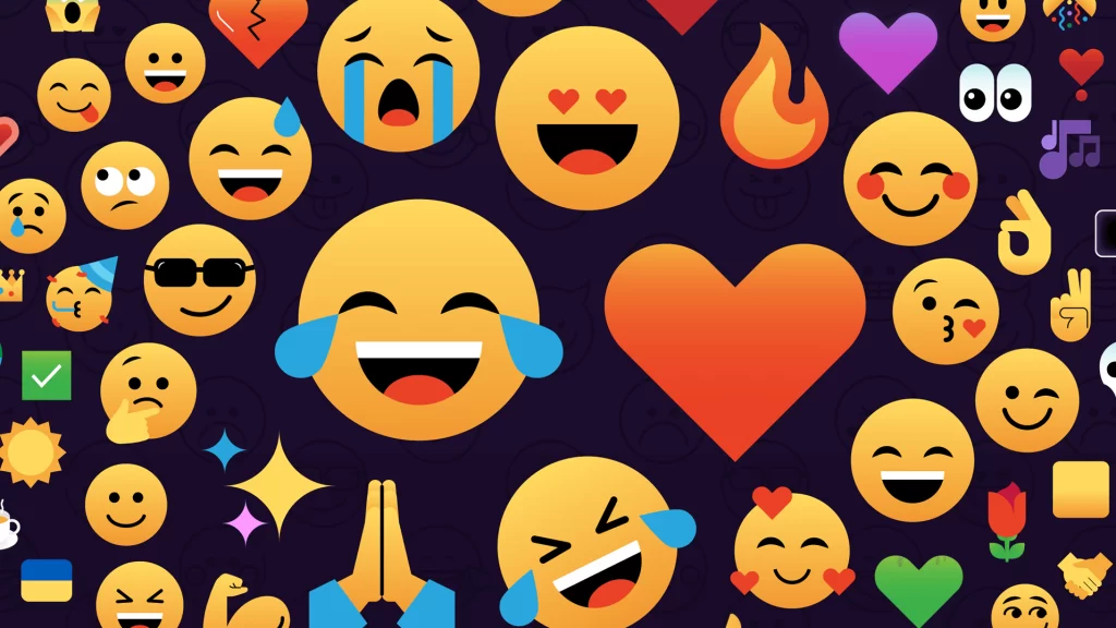emoji faces on a black background