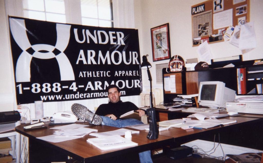 Under Armour office shown with a man sittign in a chair